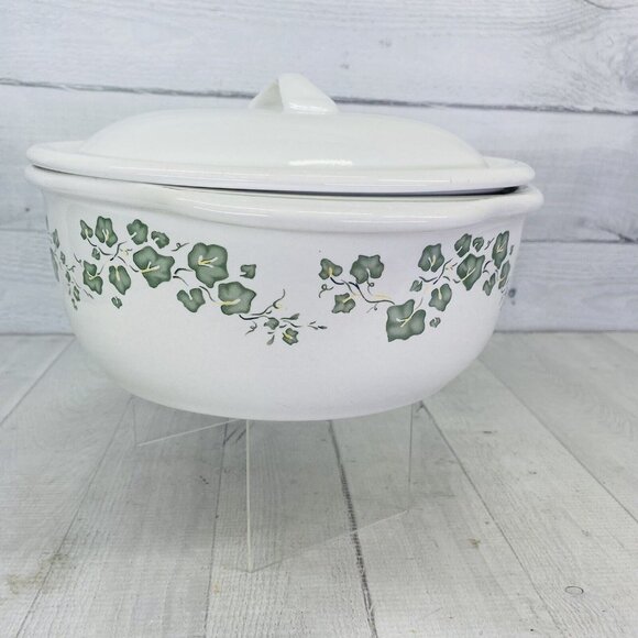 Corelle Coordinates CALLAWAY Green Ivy Stoneware 2.5 Qt Covered Casserole Dish - Picture 5 of 16